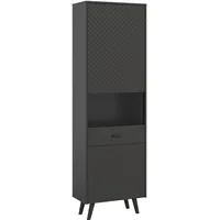 Xonox.home Wohnen Linea X84C2T10 Vitrine Glasvitrine Standvitrine in grau