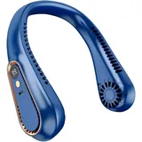 MOPUEA Mini USB-Ventilator Tragbarer Nackenventilator USB Wiederaufladbar 5 Stufen, Bladeless Design leise 4000mAh Akku freihändige Nutzung blau