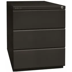 BISLEY OBA Rollcontainer mit 3 Schüben aus Metall abschließbar in schwarz - Bürocontainer mit Schloss für DIN A4 Dokumente, Kleinteile &