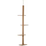 PawHut Kratzbaum Deckenhöhenanpassbar braun 43L x 27B x 228-260H cm