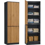 home collective Kleiderschrank 50 x 40 x 180 cm Anthrazit-Eiche