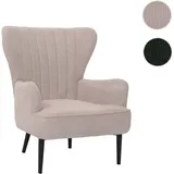 Mendler Lounge-Sessel HWC-K37, Cocktail-/Ohrensessel Polsterstuhl Retro Vintage Stoff Cord (290g/m2) Öko-Tex ~ beige