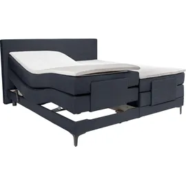 Alina Boxspringbett ALINA "Powell", blau (blau gcp 106), B:192cm L:212cm, Chenille GCP (100% Polyester), Komplettbetten, Boxspringbett, inkl. Motor, Matratze und Topper, in unterschiedlichen Ausführungen