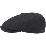Stetson Hatteras Classic Wool Schirmmütze - Schiebermütze Herren - Flatcap mit Baumwollfutter - Herrencap mit Fischgrätmuster - Ballonmütze Herbst/Winter - Wintercap schwarz-grau 63 cm - 63
