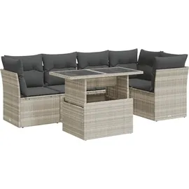 vidaXL Garten-Lounge-Set 6-tlg. hellgrau Polyrattan