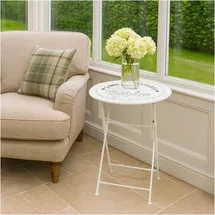 Hti-Living Gartentisch Vino rund 60 x 70 cm weiß