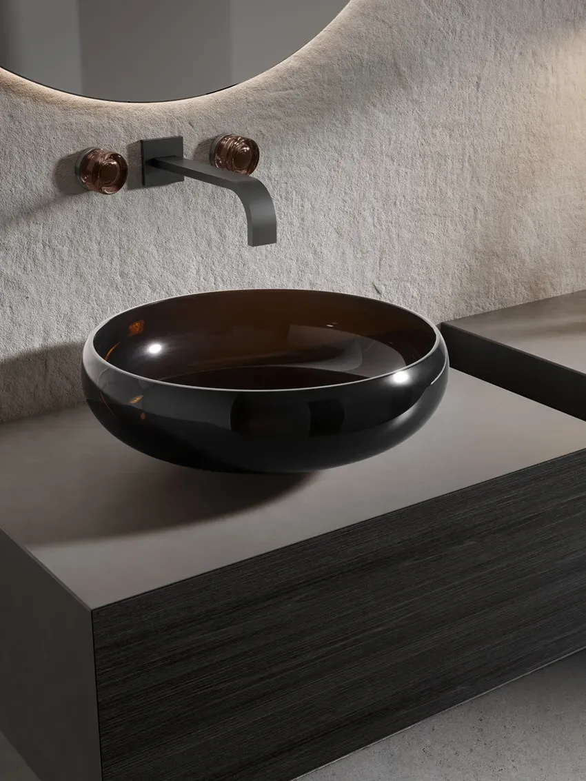 Glassdesign Glamorous Tuning OTO Armaturen-Griff, Amber - Dark chrome