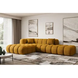 altdecor Ecksofa, Ottomane links, OLEA-L2 - 289x176x71 cm Senfgelb