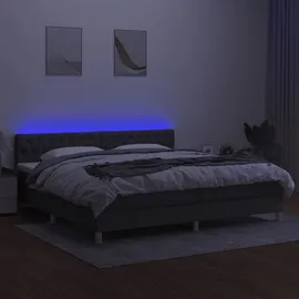 vidaXL Boxspringbett mit Matratze & LED Dunkelgrau 200x200 cm Stoff