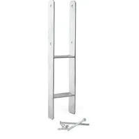 XPOtool Pfostenträger feuerverzinkt 101 x 600mm, H-anker aus Carbonstahl, Pfostenanker mit Bohrlöchern M10 x 130, Pfostenschuh mit 2 Verstrebungen