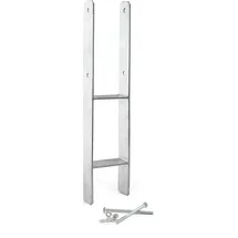 XPOtool Pfostenträger feuerverzinkt 101 x 600mm, H-anker aus Carbonstahl, Pfostenanker mit Bohrlöchern M10 x 130, Pfostenschuh mit 2 Verstrebungen