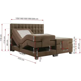 MKS Meble Boxspringbett 200 x 200 cm H4 Braun
