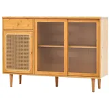 KOMFOTTEU Küchenbuffet Küchenschrank mit Schiebetüren, 120x35x83cm beige