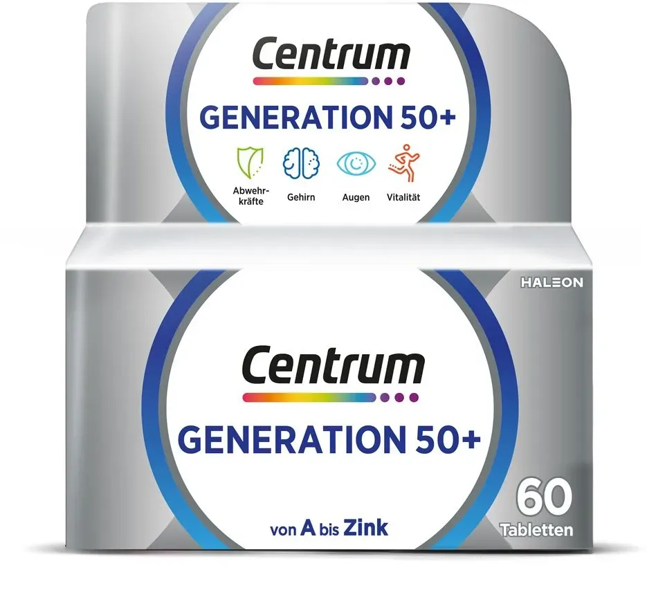 Centrum Generation Multivitamin 50+ – Hochwertiges Nahrungsergänzungsmittel mit Mikronährstoffen – Für Erwachsene ab 50 Jahren – Vitamine, Mineralstoffe, Spurenelemente