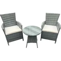 Hti-Living Outdoor Möbel mit Sitzkissen und Glasplatte - Grau