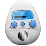 ELAYARD Wasserdichtes Mini Duschradio mit Fm empfänger und Integriertem Lautsprecher Tragbar für Badezimmer Auto Büro Kompakt mit Lautstärkeregler Weiß