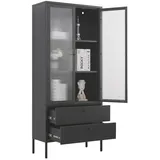 Coemo Vitrine Paris 80 x 35 x 180 cm Schwarz