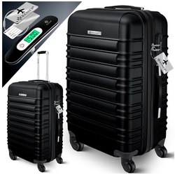 KESSER Kofferset, (1 tlg), Reisekoffer Hartschalen-Koffer Inkl. Kofferwaage + Gepäckanhänger schwarz