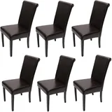 6er-Set Esszimmerstuhl Stuhl Küchenstuhl Novara II, Leder ~ braun, dunkle Beine