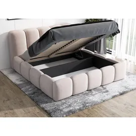 mebloland Polsterbett SONIC -OM 140 x 200 mit Bettkasten. Farbe: Grau - Grau