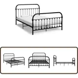Bettgestell Schwarz Metall 140×200 Cm - Metallbett - Doppelbett - Boxspringbett - Bettgestell Schwarz - Schlafraum Dekoration