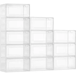 VEVOR 12 x Schuhaufbewahrungsboxen Schuhbox US-Größe 13 Klar Weiß Stapelbar