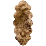 Heitmann-Felle Doppel-Lammfell Fellteppich 62 x 175 cm Braun