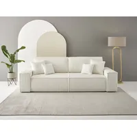 OTTO home 3-Sitzer OTTO HOME "FINNLEY, Schlafsofa 257 cm - OTTO. Verlässliche Qualität.", beige (hellbeige), B:257cm H:85cm T:102cm, Bezugstoff 100% PES ;Gramatur 400g/qm +/- 5%, Sofas, mit Bettkasten, in Bouclé, Struktur fein und Mega Cord