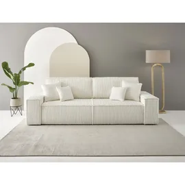 OTTO home 3-Sitzer OTTO HOME "FINNLEY, Schlafsofa 257 cm - OTTO. Verlässliche Qualität.", beige (hellbeige), B:257cm H:85cm T:102cm, Bezugstoff 100% PES ;Gramatur 400g/qm +/- 5%, Sofas, mit Bettkasten, in Bouclé, Struktur fein und Mega Cord