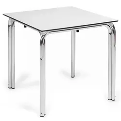 Stapelbarer Tisch aus Aluminium und Weiß für die Terrasse 70x70 für Bar, Restaurant und Catering.