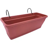 Stefanplast Balkonkasten terrakotta 50cm mit Halterung Blumenkasten Pflanzkasten Pflanztopf