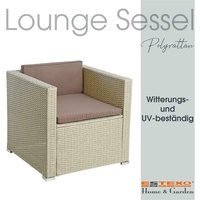 Polyrattan Loungesessel Gartensessel Rattan Sessel Gartenstuhl Rattanstuhl Beige