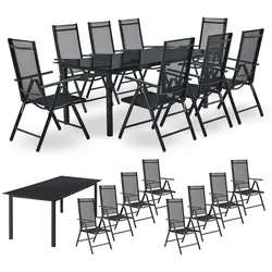 Juskys Aluminium Gartengarnitur Milano Gartenmöbel Set mit Tisch und 8 Stühlen Dunkel-Grau