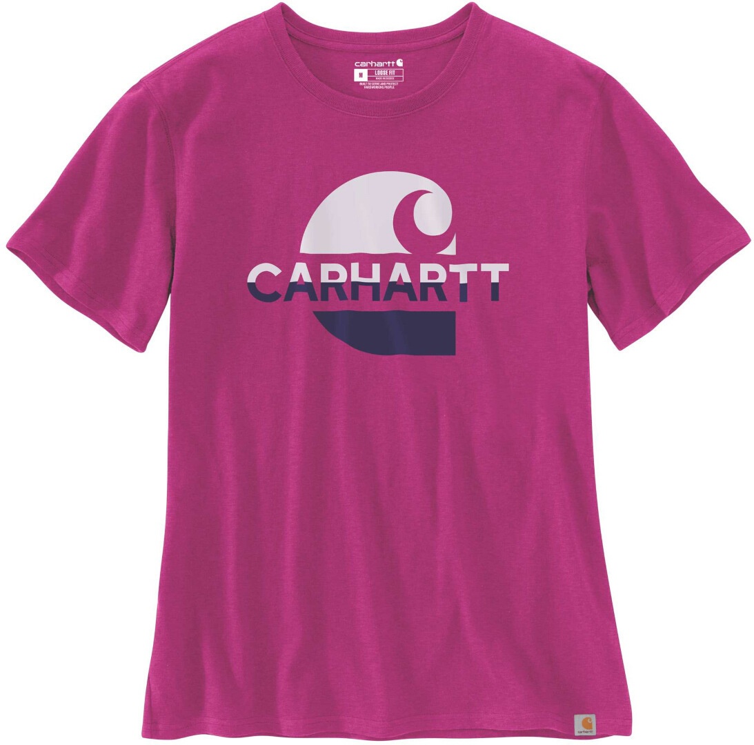 Carhartt Loose Fit Heavyweight Faded C Graphic Dames T-Shirt, pink, L Voorvrouw