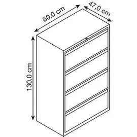 BISLEY Essentials Hängeregistraturschrank lichtgrau 4 Schubladen 80,0 x 47,0 x 130,0 cm