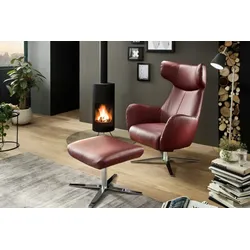 KAWOLA Sessel RANDY inkl. Hocker Leder rot