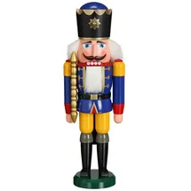Seiffener Volkskunst Nussknacker König 39 cm blau