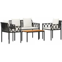 vidaXL Gartenmöbel-Set 4-tlg. Schwarz/Cremeweiß