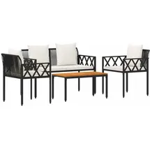 vidaXL Gartenmöbel-Set 4-tlg. Schwarz/Cremeweiß