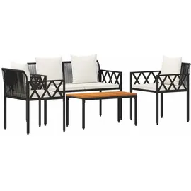 vidaXL Gartenmöbel-Set 4-tlg. Schwarz/Cremeweiß