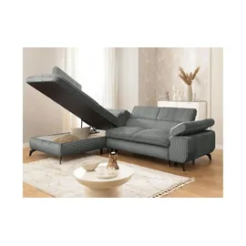 S-Style Eckcouch Cord 2-Sitzer Grau