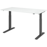 HAMMERBACHER XMKA16 elektrisch höhenverstellbarer Schreibtisch weiß rechteckig, C-Fuß-Gestell grau 160,0 x 80,0 cm