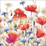 Ambiente Home 20 Servietten Papier 33x33cm 3-lagig - hochwertige Einweg Papierservietten Mohnblumen Sommerwiese Tischdeko. Natur Blumen Sommer Blumenparty