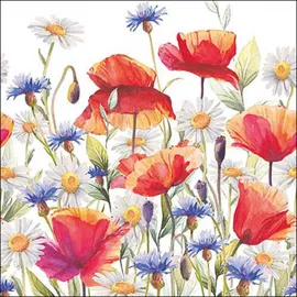 Ambiente Home 20 Servietten Papier 33x33cm 3-lagig - hochwertige Einweg Papierservietten Mohnblumen Sommerwiese Tischdeko. Natur Blumen Sommer Blumenparty