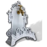 Aubaho Schlauchhalter mit Wasserhahn weiß Aluminium Garten 39cm Antik-Stil