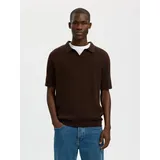 Selected SLHMATTIS SS KNIT SUN OPEN POLO NOOS braun XL