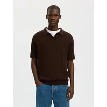 Selected SLHMATTIS SS KNIT SUN OPEN POLO NOOS braun XL