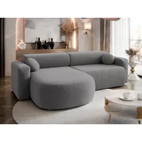 Mirjan24 Ecksofa Nicelo, Wohnzimmer L-Form mit Bettkasten und Schlaffunktion, Dekorative Kissen-Set, Seite universal (Farbe: Velo 635) - Grau