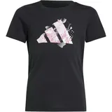 Adidas Flower Print Training Graphic Tshirt, Black, 7-8 Years