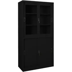 Büroschrank mit Schiebetür Schwarz 90x40x180 cm Stahl